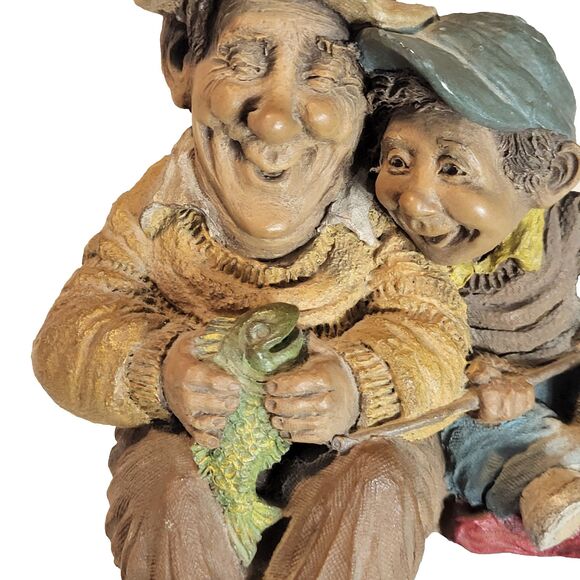 Cairn Studio Lee Sievers "PALS" Figurine 8040 1993 Grandpa Grandson Fishing USA - Picture 4 of 12